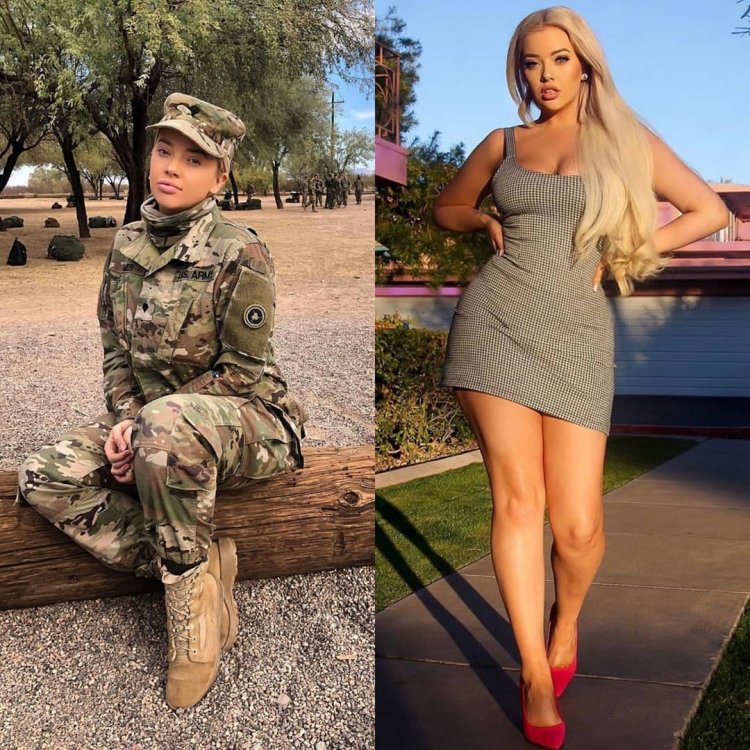 Beauties in military uniform