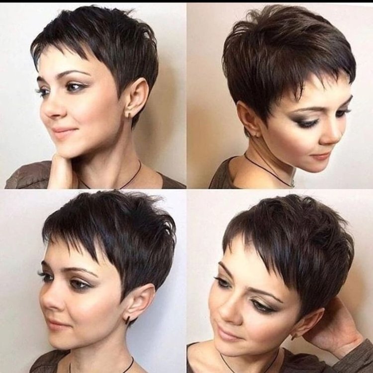 Women's haircut fashionable for short hair pixie