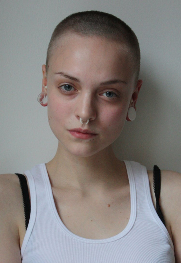 Girl with a shaved head