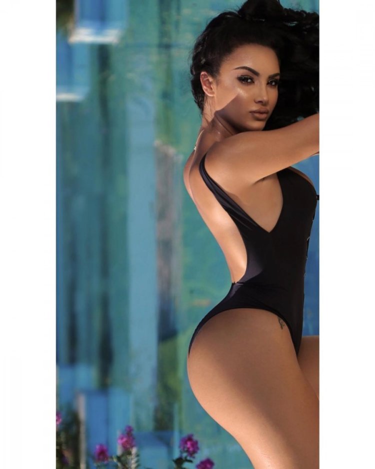 Eni Koci in a swimsuit