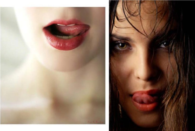 The facial expressions licks the lips