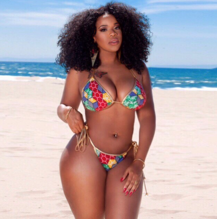 Big Black Eboni in a swimsuit