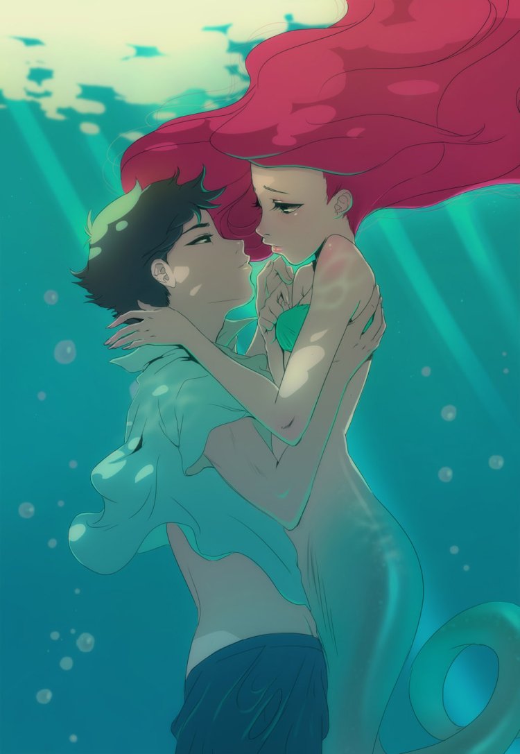 Mermaids Ariel and Eric Rusal