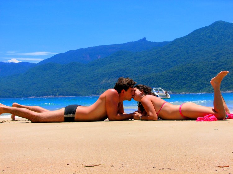 A guy with a girl is resting