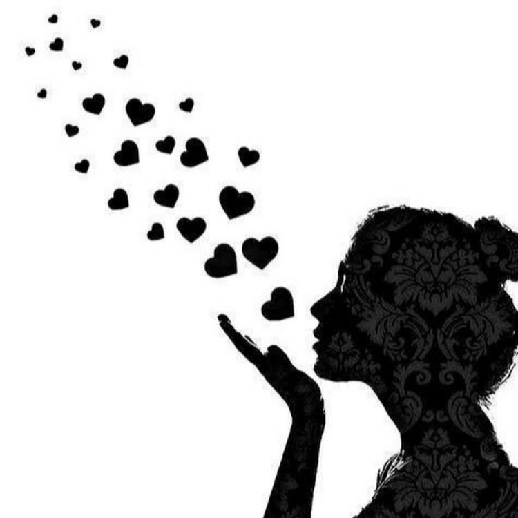 Silhouette of a girl with butterflies