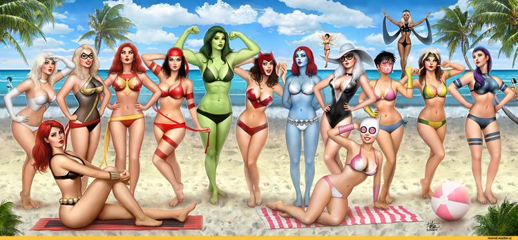 Girls Marvel in swimsuits