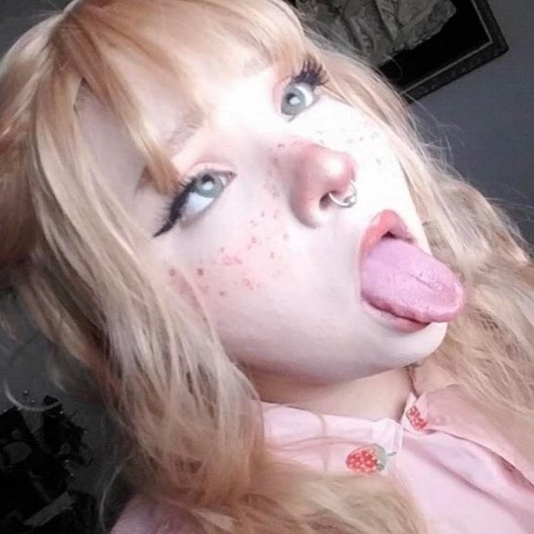 The girl is all in saliva