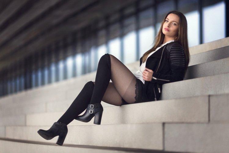 Olesya Bardash Black Stockings