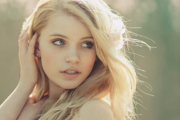 Blonde with blue eyes