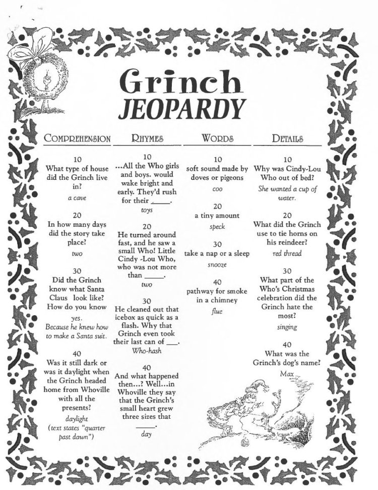 Grinch Worksheets