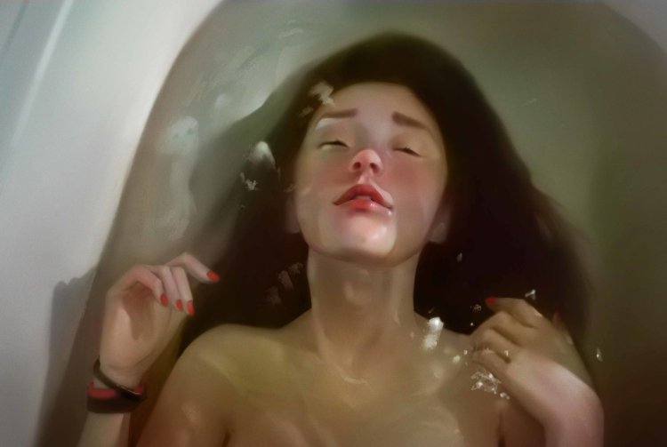 Girl underwater in the bath
