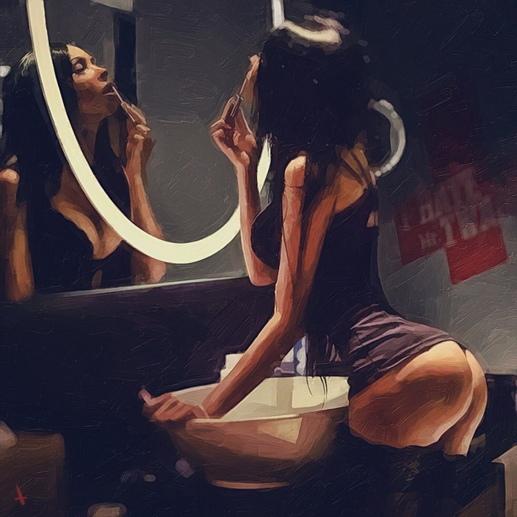 Brunette in the mirror