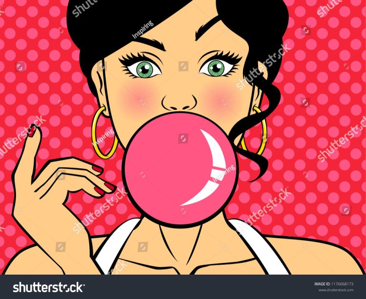 Pop art girl with gum