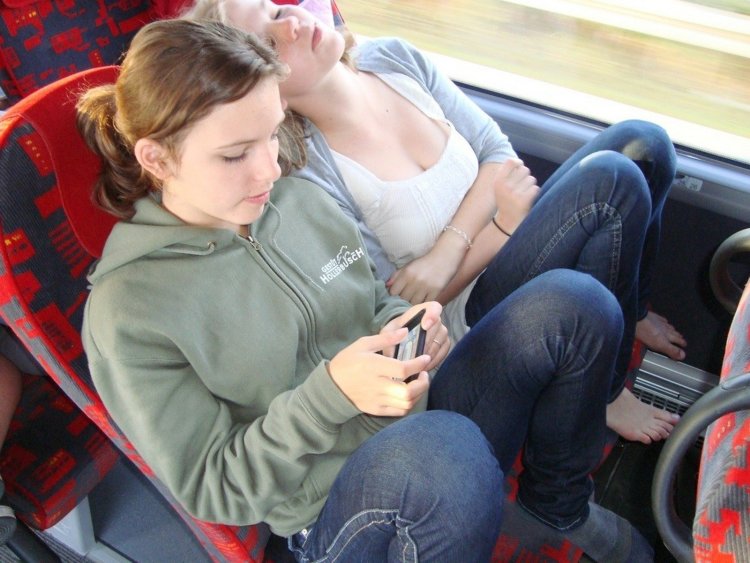 Nipple slip on the bus