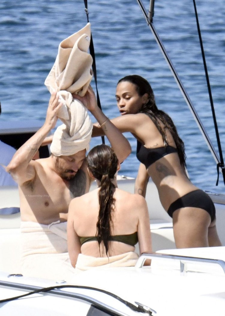 Zoe Saldana on a yacht