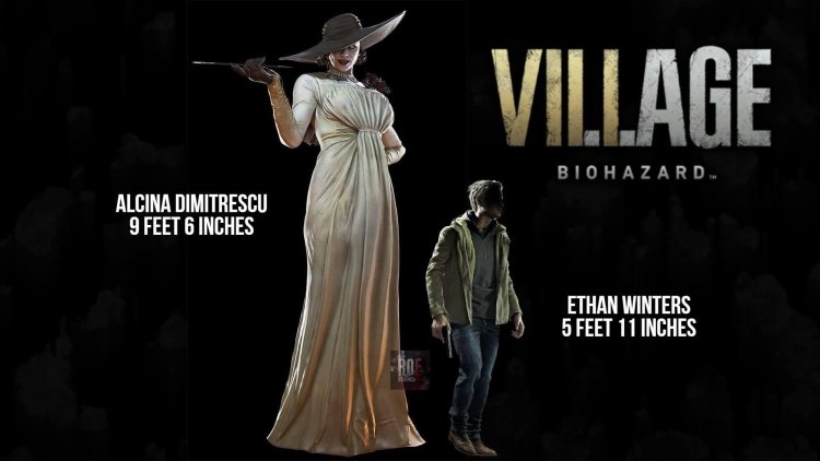 Resident Evil 8 Ethan Winters and Lady Dimitrescu