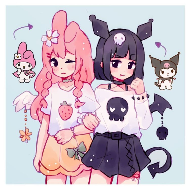Hello Kitty Kuromi and Melody anime