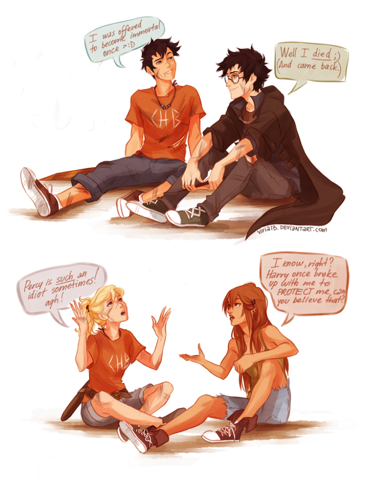 Harry Potter and Percy Jackson art