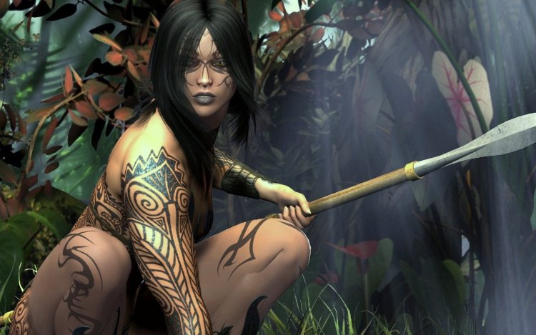 Warrior woman with a spear