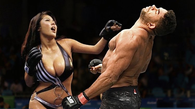 Wrestling woman vs man
