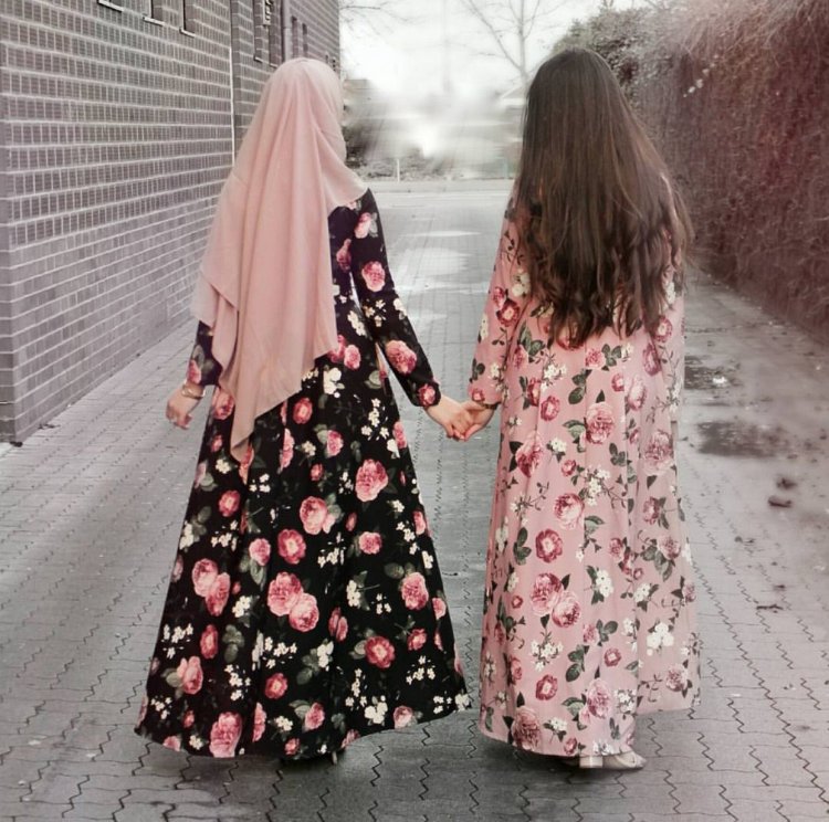Two girlfriends in hijab
