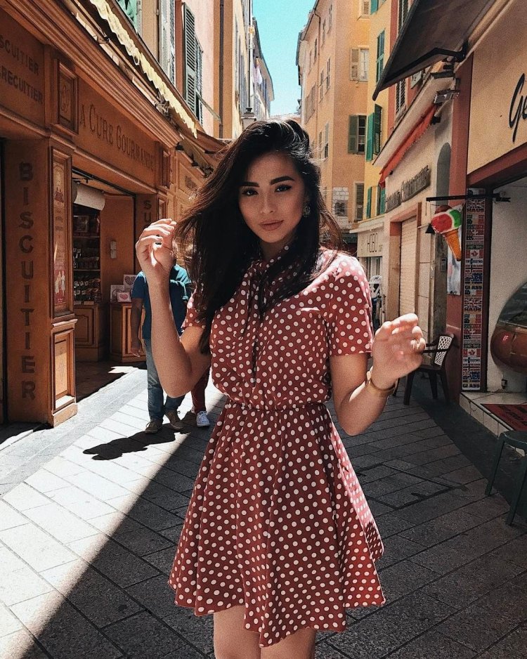 Diana Korkunova in a dress