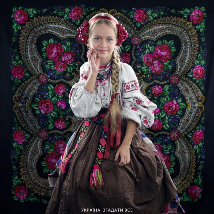 Panther girl in a Russian folk shirt