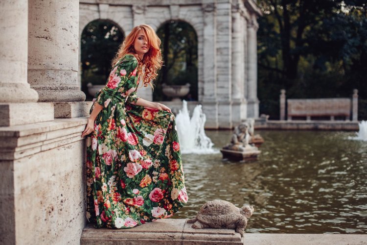 Redhead girl in a dress