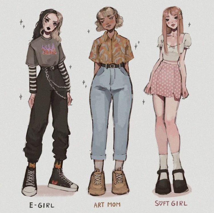 Grunge clothing style for drawing