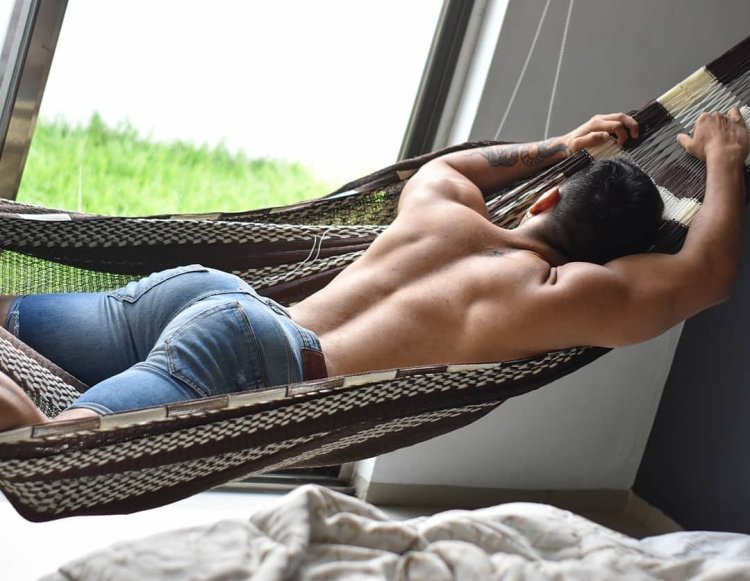 Muscular guys in jeans