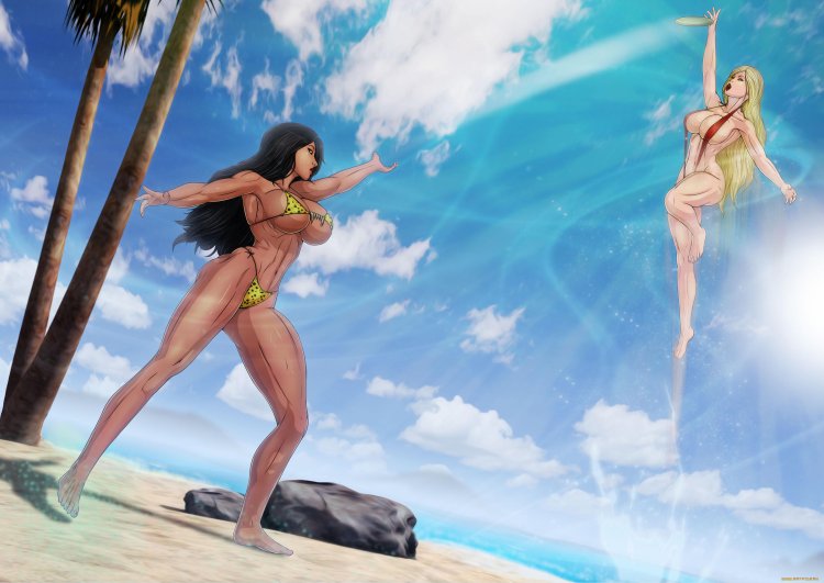 Giant girls in swimsuits
