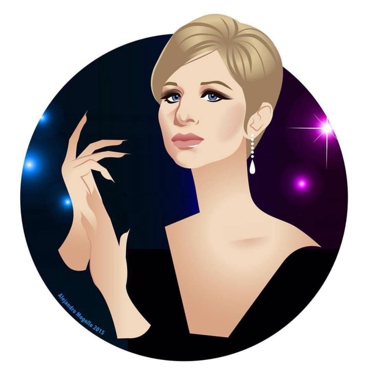 Barbara Streisand's face on a transparent background