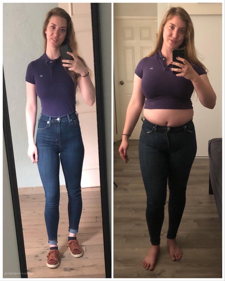 Breastfeeding girls before and after