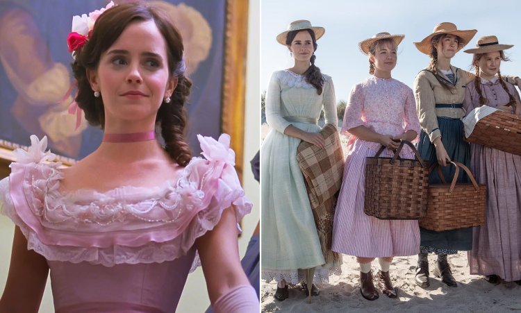 Emma Watson in a pink dress in the movie