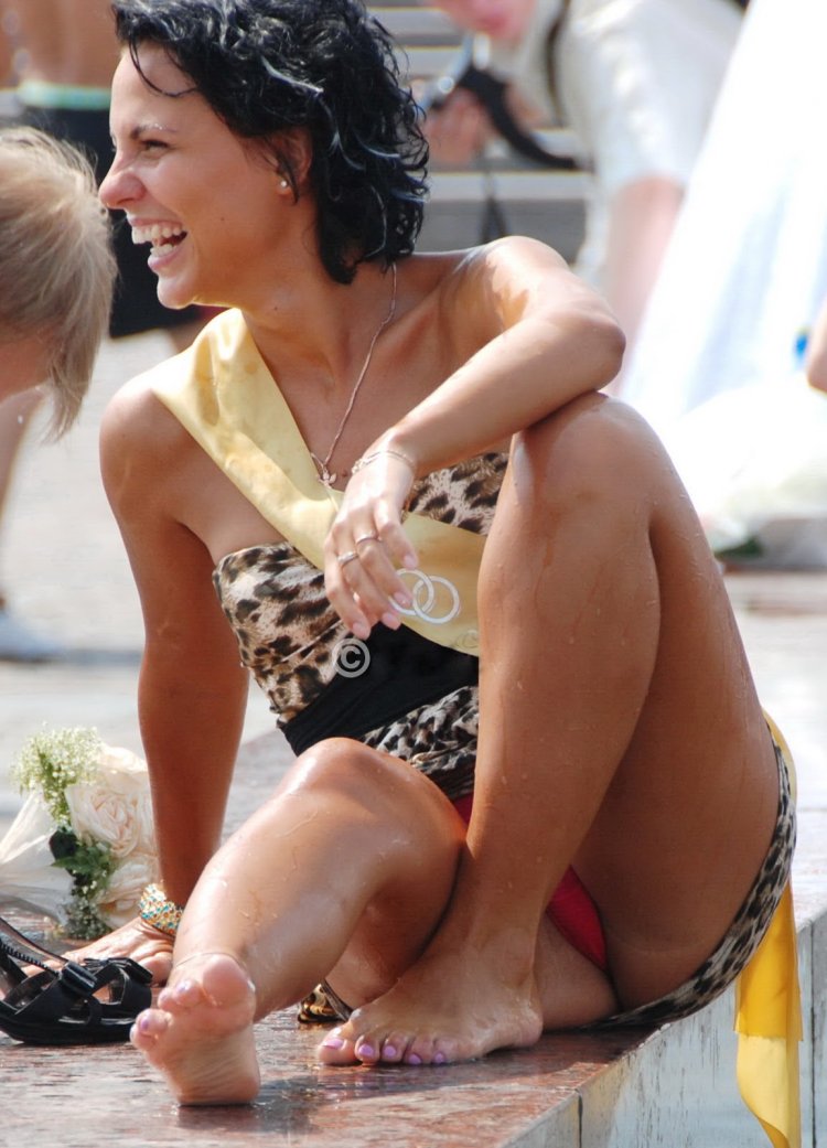 The girl is caught in a dress