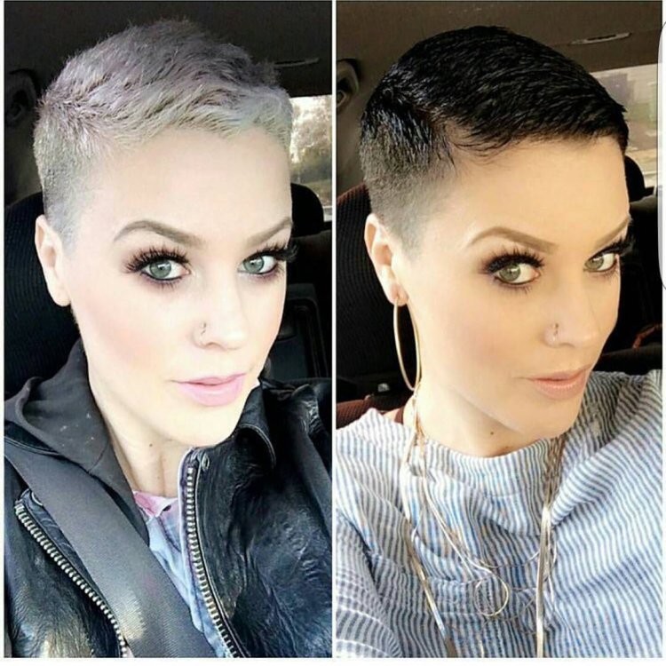 Ultra-short women's haircuts for dark hair