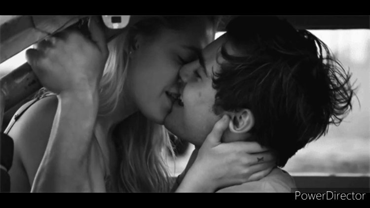 Long passionate kiss