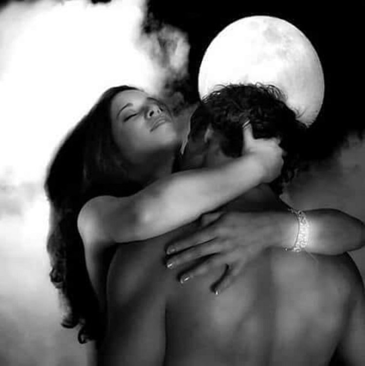 Passionate embrace of lovers