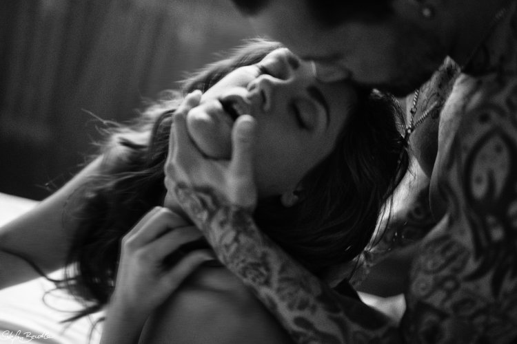 Rough passionate kiss