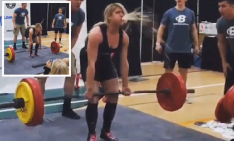 Powerlifter peeing while Lift