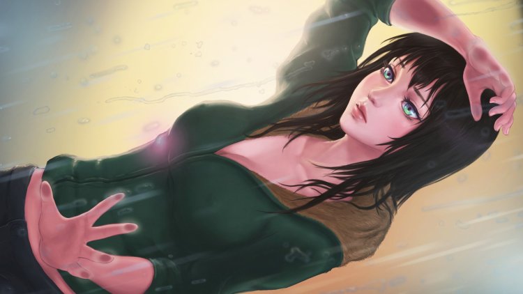 Brunette with green eyes art