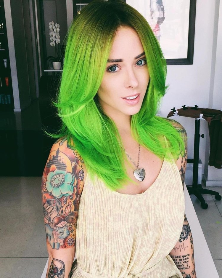 Kimberly Ann Green Green hair