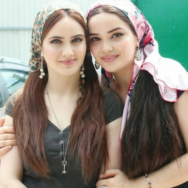 Chechen women in headscarves