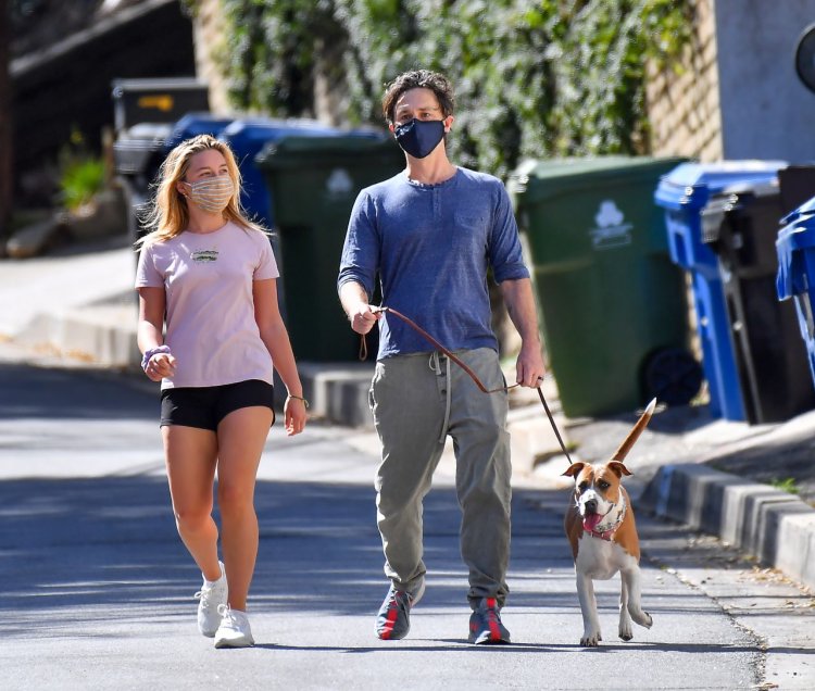 Peter and Lucy are Walking walk their Dog at the moment