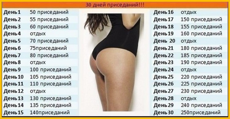 Squat scheme for 30 days for girls