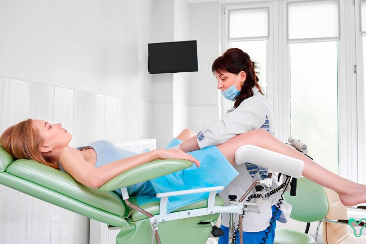 Woman on a gynecological chair