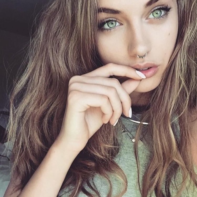 Girl dark eyes selfie portrait