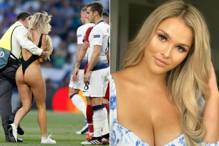 Kinsey Wolanski on the football field