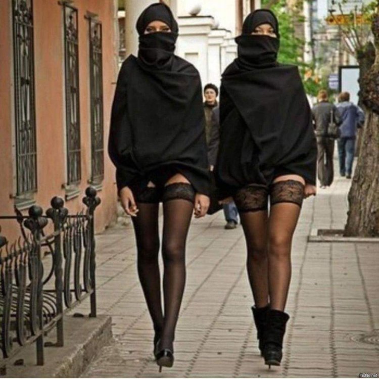 Girl in Burqa and Underwear
