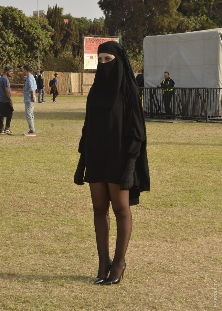 Girl in a veil and stockings